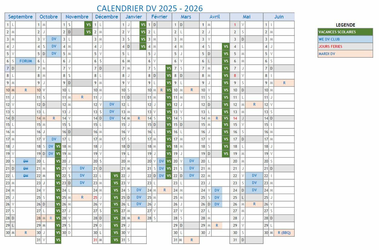 Calendrier 2025/2026