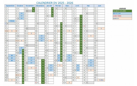 Calendrier 2025/2026
